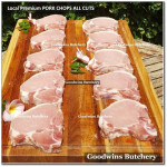 Pork CHOP SKIN ON T-BONE (with tenderloin) 3/4" 2cm frozen Local Premium (price/pack 700g 2pcs)